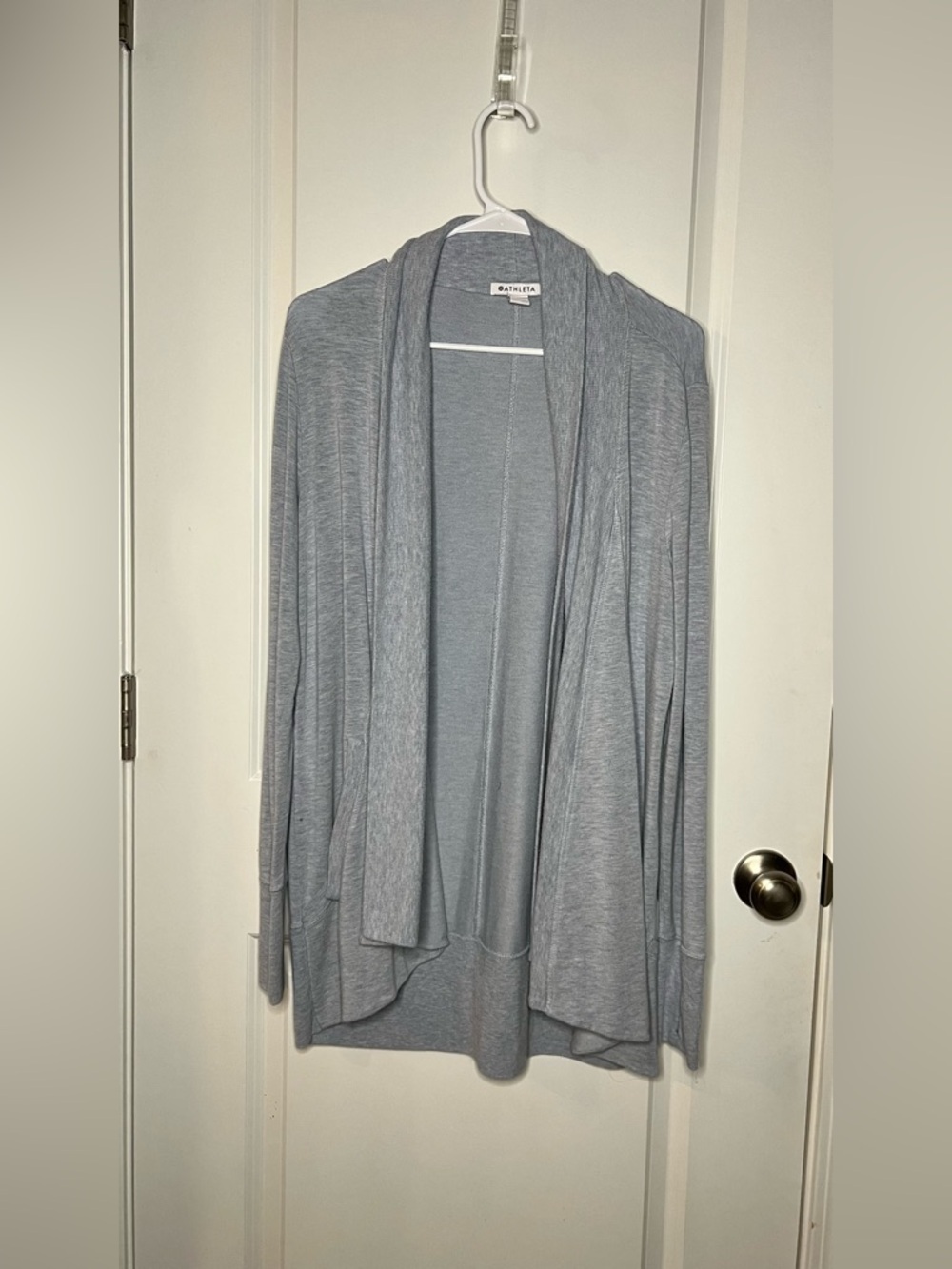 Athleta Sweater Womens M Blue Pranayama Open Wrap Cardigan Athleisure Comfort